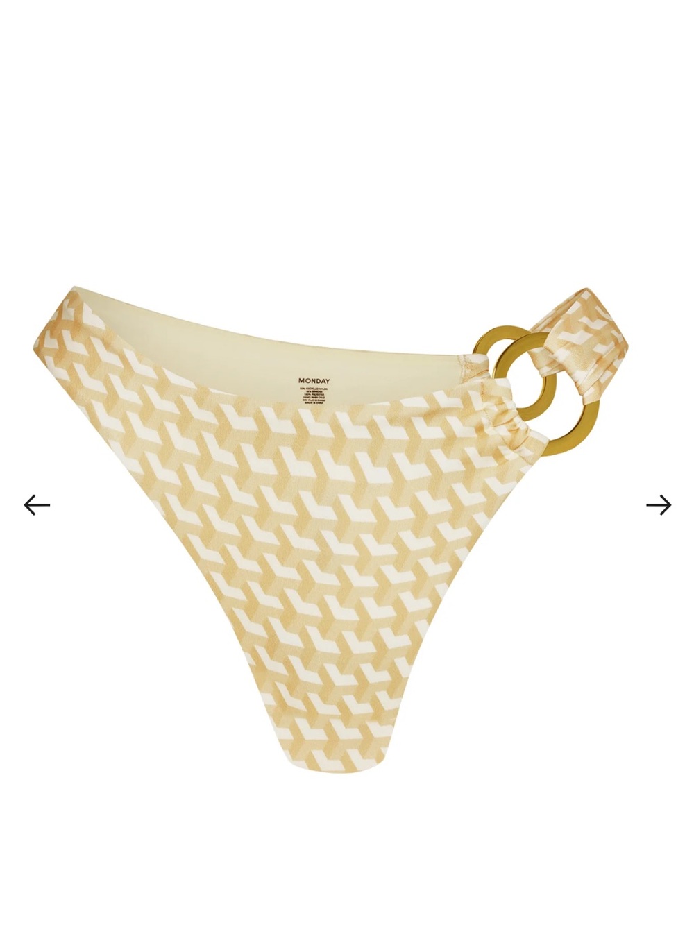 Monday Swimwear Yellow Geometric Ring-Side Bikini Bottom NWT